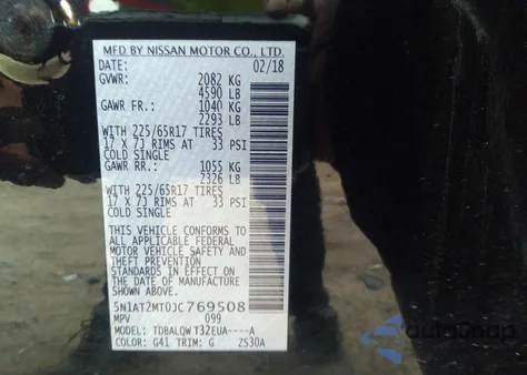 2018 Nissan Rogue Sv from USA, damaged, VIN 5N1AT2MT0JC769508